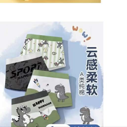 Happy Dinosaur Print Cotton Boxer Briefs.